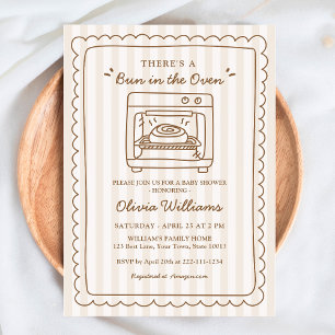 Stripe Bun in the Oven Baby Shower Invitation