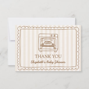 Stripe Bun in the Oven Baby Shower Thank you Card
