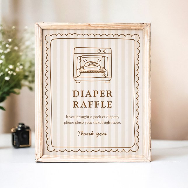 Stripe Bun in the Oven Shower Diaper Raffle Game Poster (Creator Uploaded)