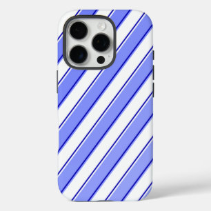 Stripe Design in Blue and White iPhone 16 Pro Case