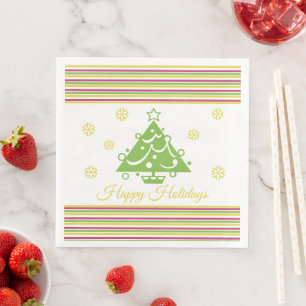 Stripe Design With Pink Green and Gold Napkin