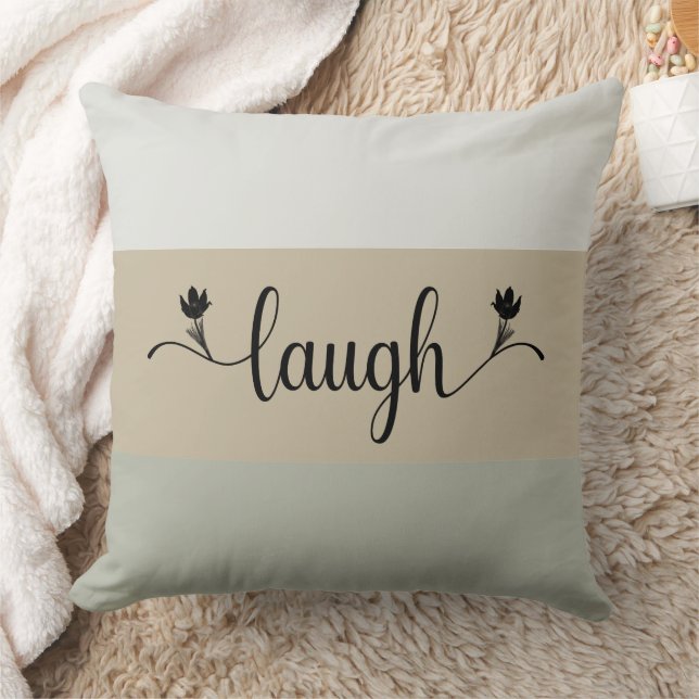 Stripe Earth Tones "Laugh" Decorative Throw Pillow (Blanket)