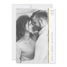 Stripe Faux Gold Foil Photo Save the Date Cards