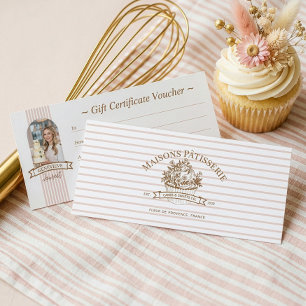 Stripe Floral Cupcake Bakery Shop Gift Certificate