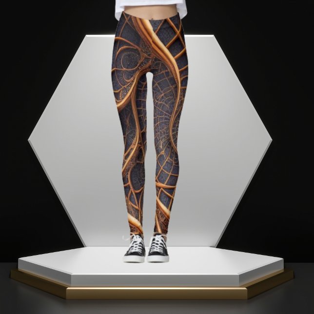 Stripe Fusion: Brown & Black Geometric Leggings (Creator Uploaded)