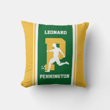 Stripe Green and Gold Soccer Throw Pillow