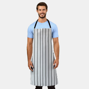 Stripe Grey White All Over Print Apron