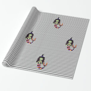 Stripe Halloween Mermaid Witch WRAP Wrapping Paper