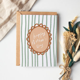 Stripe Hand Drawn Frame Happy Mother's Day Thank You Card