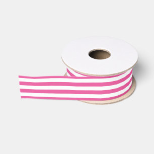 Stripe lengthwise narrow ribbon hot pink white grosgrain ribbon