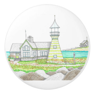 Stripe Lighthouse Ceramic Door Knob