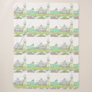 Stripe Lighthouse Sherpa Blanket