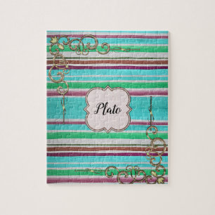 Stripe Monogram Jigsaw Puzzle Daisy