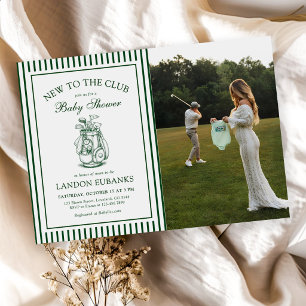 Stripe New to the Club Golf Baby Shower Photo Invitation