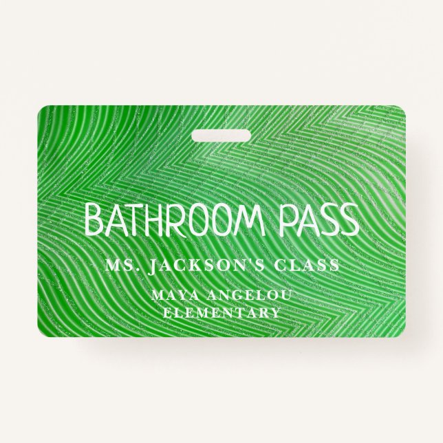 Stripe Pattern Back To School Bathroom Hall Pass   ID Badge (Back)