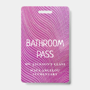 Stripe Pattern Back To School Bathroom Hall Pass   ID Badge