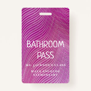 Stripe Pattern Back To School Bathroom Hall Pass   ID Badge