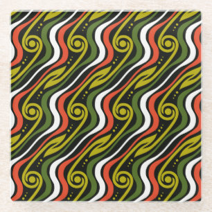 stripe pattern glass coaster