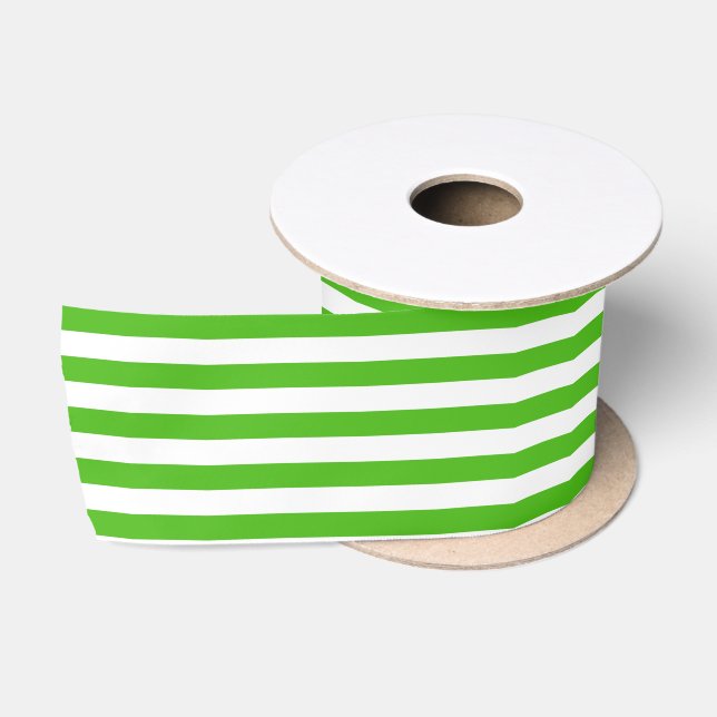 Stripe Pattern Kelly Green Satin Ribbon (Spool)
