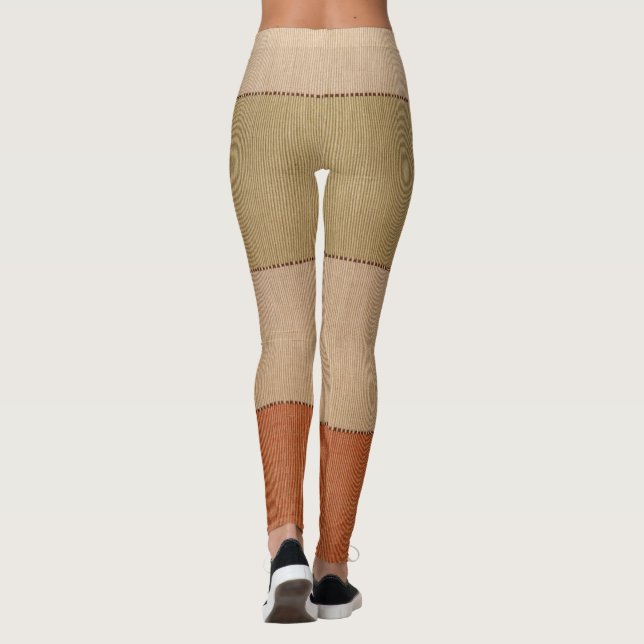 Stripe Pattern Vermillion Gold Tan Leggings (Back)