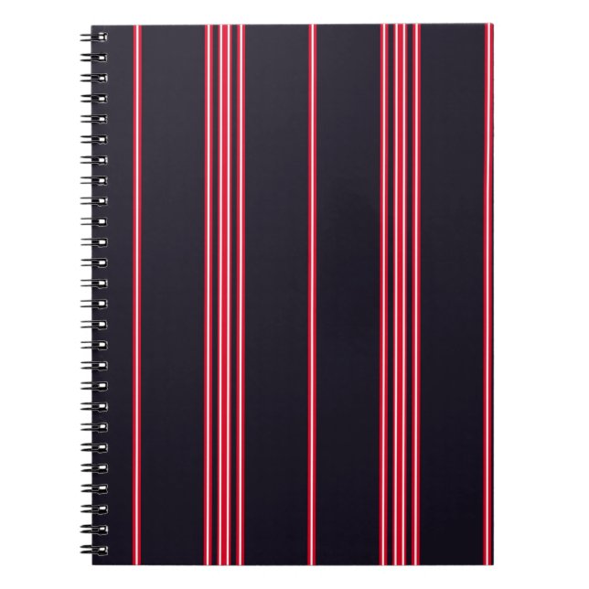 Stripe pattern with navy blue, white and red verti notebook (Front)