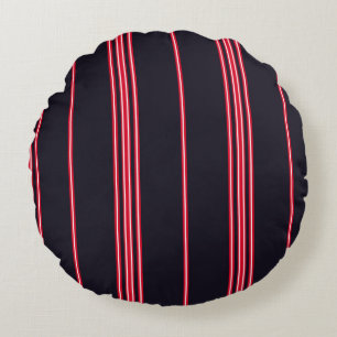 Stripe pattern with navy blue, white and red verti round cushion