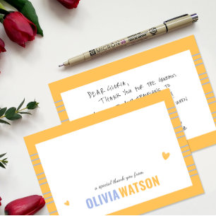 Stripe Personalised Name Thank You Appreciation Holiday Card