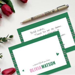 Stripe Personalised Name Thank You Appreciation Holiday Card