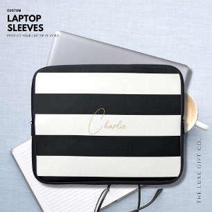 Stripe Personalized Laptop Case Script Name