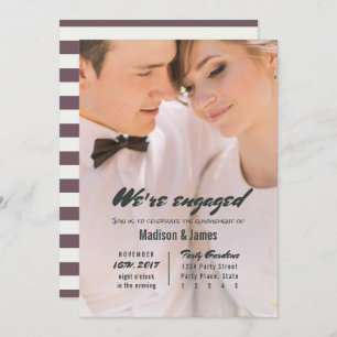 Stripe   plum   Engagement Party Invitations