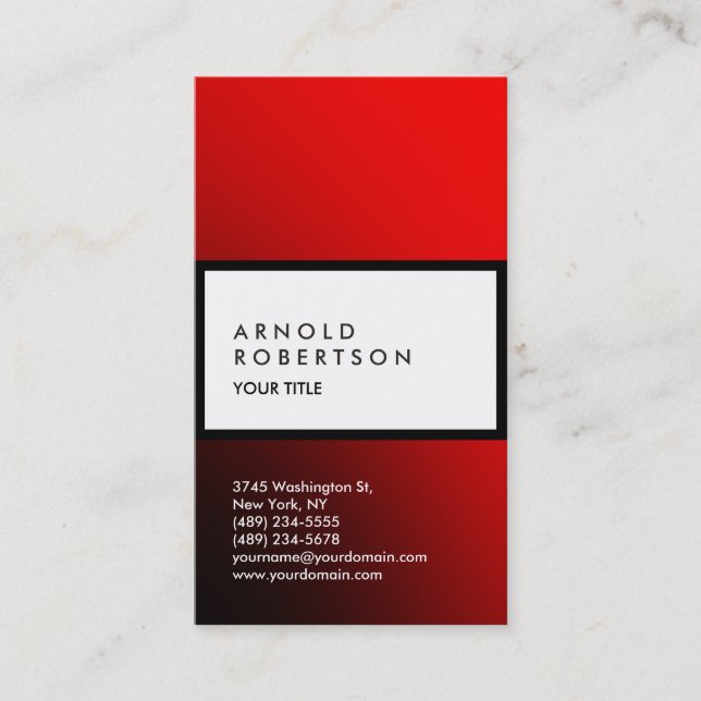Stripe Red White Trendy Professional Business Card (Front)