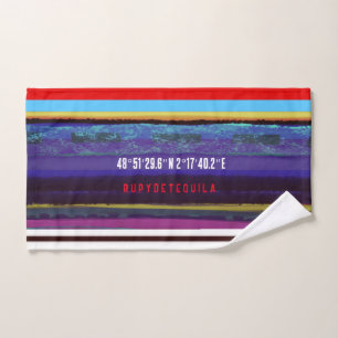 Stripe retro lines horizontal handpainted DIY Bath Towel Set