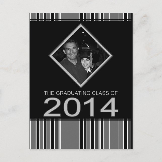 striped 2014 graduation announcement postcard (Front)