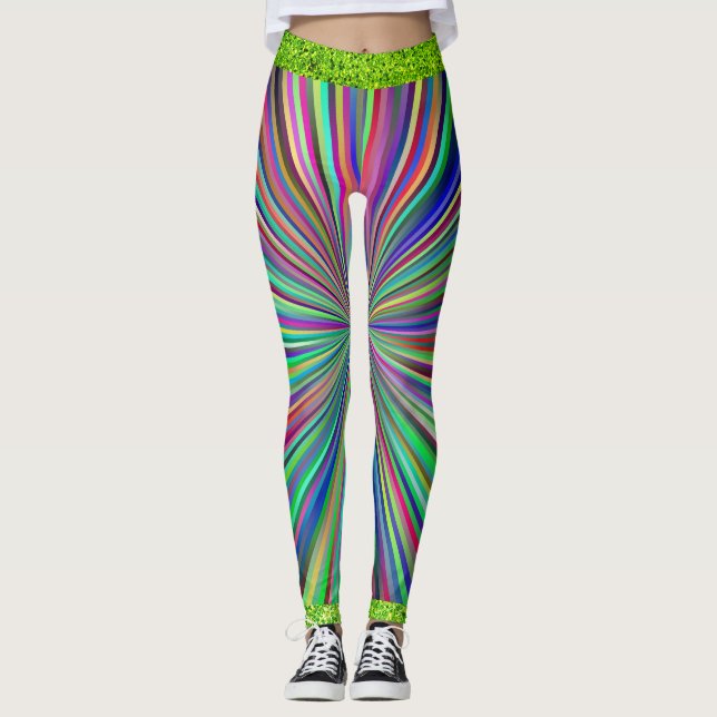 Striped Abstract Fashionable Trendy Leggings (Front)