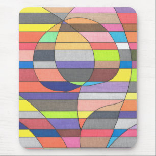 Striped Abstract with Colourful Ovals and Curves Mouse Mat
