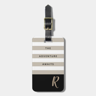 Striped Adventure Awaits Customisable Monogram Luggage Tag