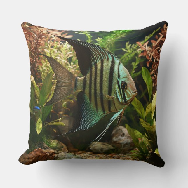 Striped altum angelfish  cushion (Front)