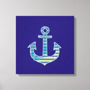 striped anchor blue decorative canvas print