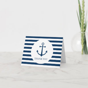 Striped anchor thank you card