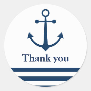 Striped anchor thank you stickers