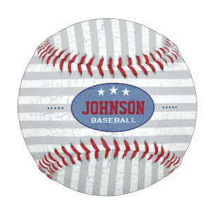 striped and personalised baseball