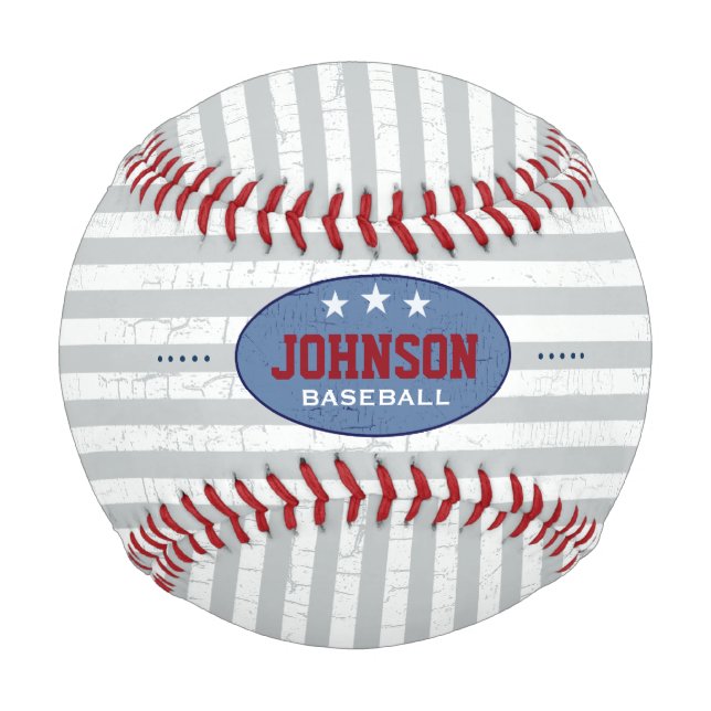 striped and personalised baseball (Front)
