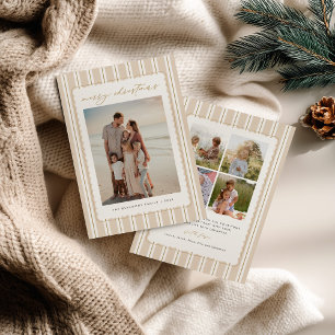 Striped and Scalloped Christmas Card with Photo
