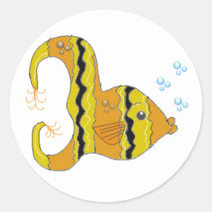 Striped Angel Fish Classic Round Sticker