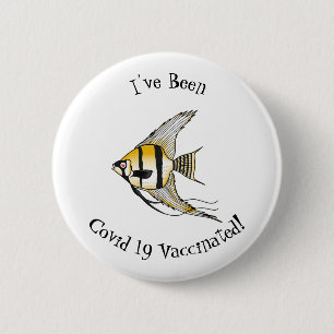 Striped angelfish cartoon illustration 6 cm round badge