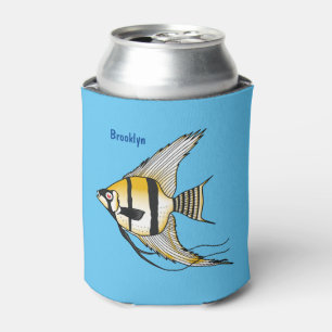 Striped angelfish cartoon illustration can cooler