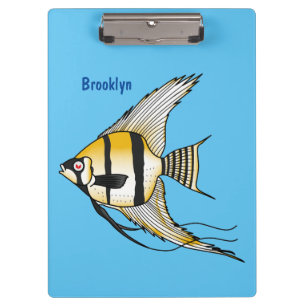 Striped angelfish cartoon illustration clipboard