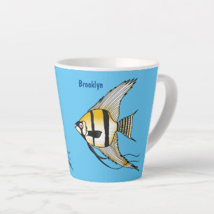 Striped angelfish cartoon illustration latte mug