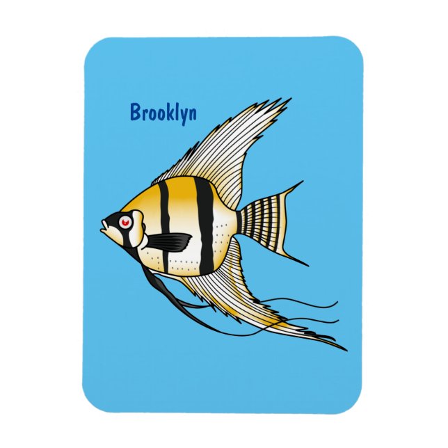 Striped angelfish cartoon illustration magnet (Vertical)