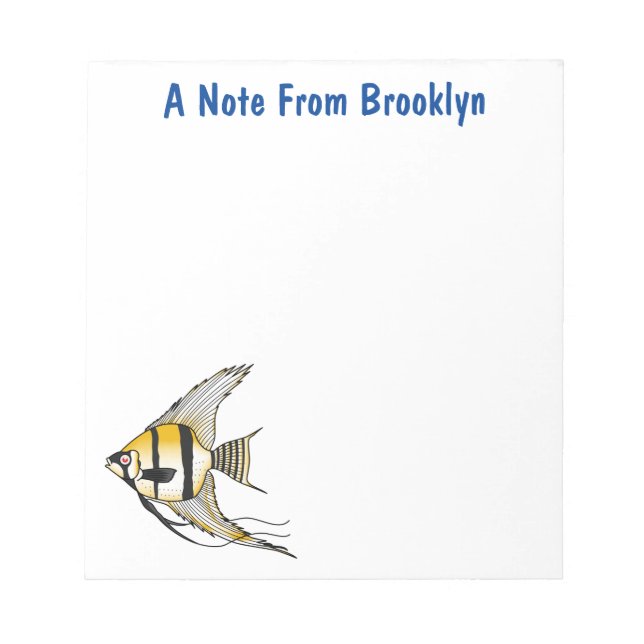 Striped angelfish cartoon illustration notepad (Front)